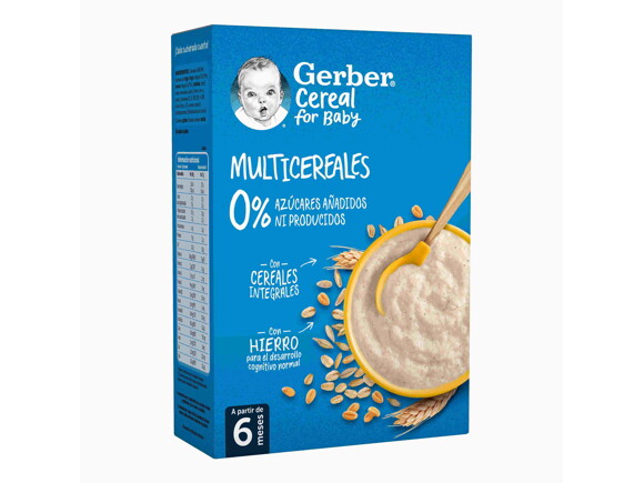 Papillas de cereales para bebés GERBER Multicereales 0%0%